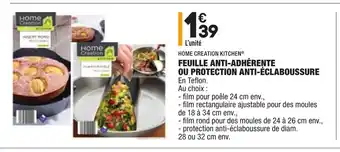 Feuille anti-adhérente ou protection anti-éclaboussure
