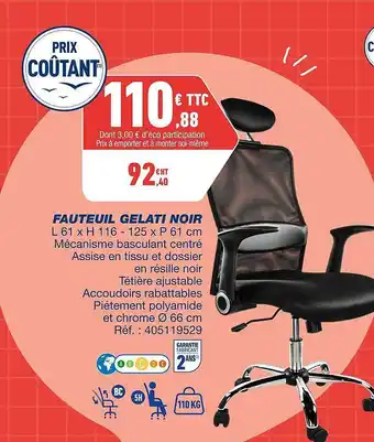 Bureau Vallée Fauteuil gelati noir offre