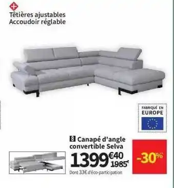 Conforama Canapé d'angle convertible selva offre