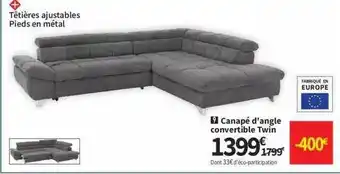 Conforama Canapé d'angle convertible twin offre