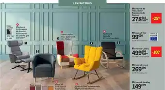 Conforama Fauteuik de relaxation + repose-pieds kansan, fauteuil fixe, fauteuil colory, fauteuil moon, fauteuil rocking offre
