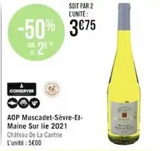 Casino Supermarchés Aop muscadet-sèvre et maine sur lie 2021 offre