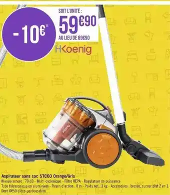Géant Casino Aspirateur sans sac hkoenig offre