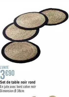 Géant Casino Set de table noir rond offre