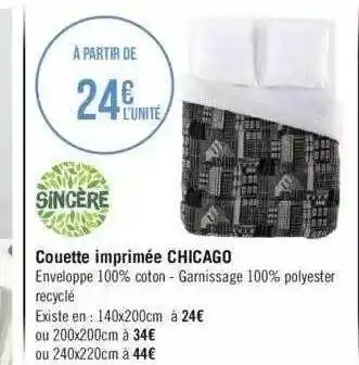 Géant Casino Couette imprimée chicago sincère offre