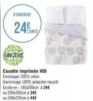 Géant Casino Couette imprimée hoi sincère offre