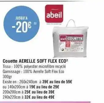 Géant Casino Couette aerelle soft flex eco abeil offre