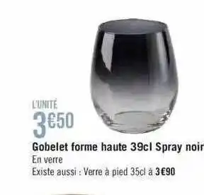 Géant Casino Gobelet forme haute 39cl spray noir offre