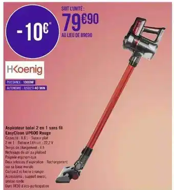 Géant Casino Aspirateur balai hkoenig offre