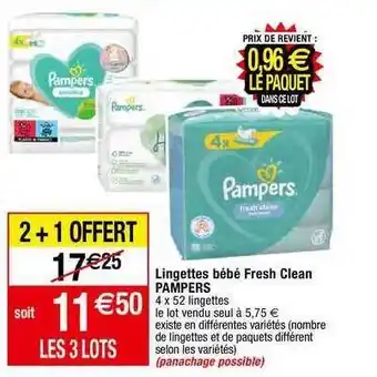 Migros Lingettes bébé fresh clean pampers offre