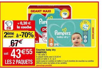 Migros Couches baby dry pampers offre