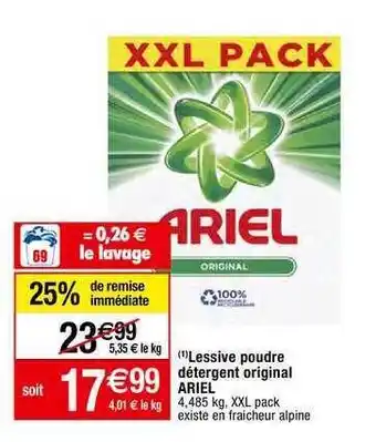 Migros Lessive poudre détergent original ariel offre