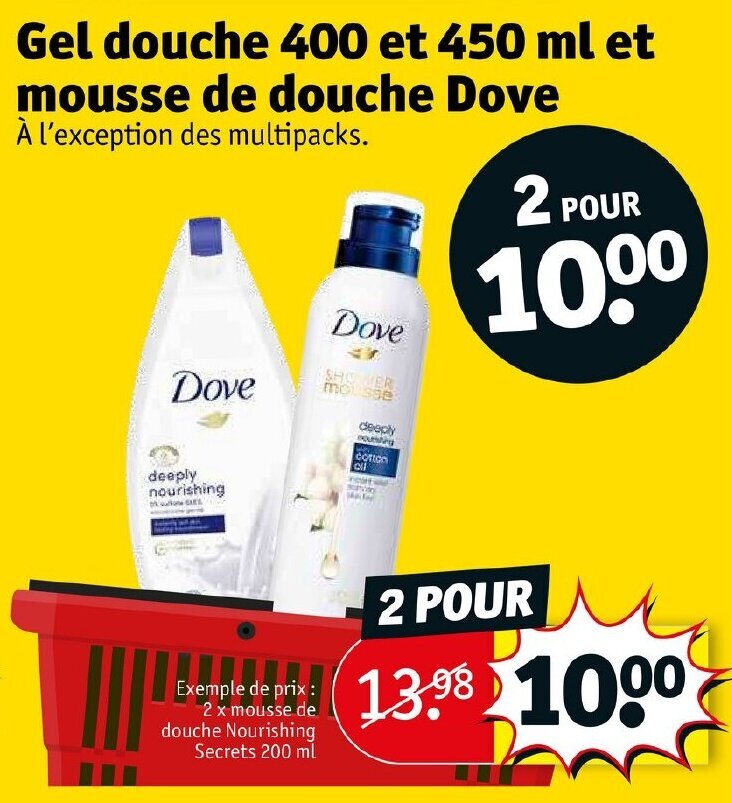 Promo DOVE gel douche 400 et 450 ml et mousse de douche chez Kruidvat