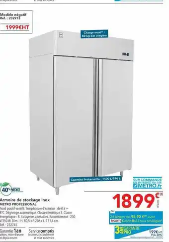 METRO Armoire de stockage inox metro professional offre