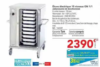 METRO Étuve éléctrique ambassade de bourgogne offre