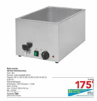 METRO Bain-marie metro professional offre