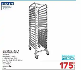 Chariot inox 2 en 1 metr preofessional