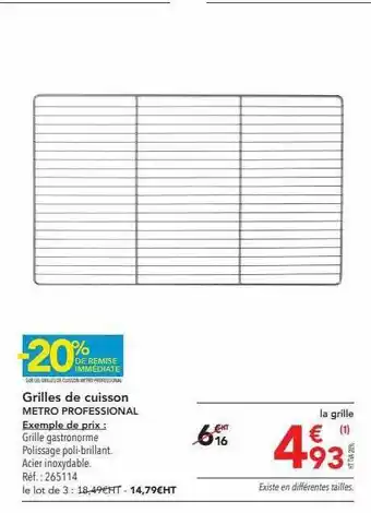 METRO Grilles de cuisson metro professional offre
