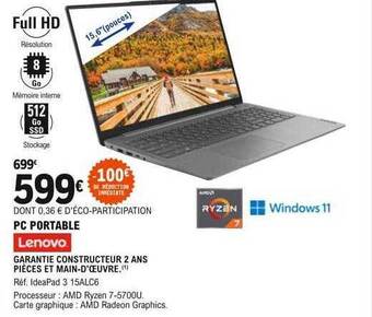 E.Leclerc Pc portable lenovo offre