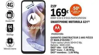 E.Leclerc Smarthphone motorola g31 motorola offre