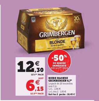 Hyper U Bière blonde grimbergen 6,7° offre