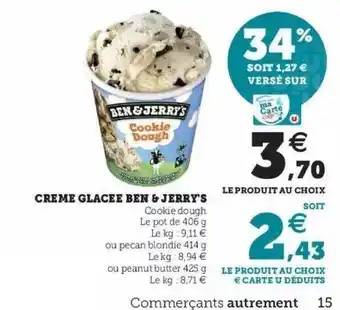 Hyper U Crème glacée ben & jerry's offre