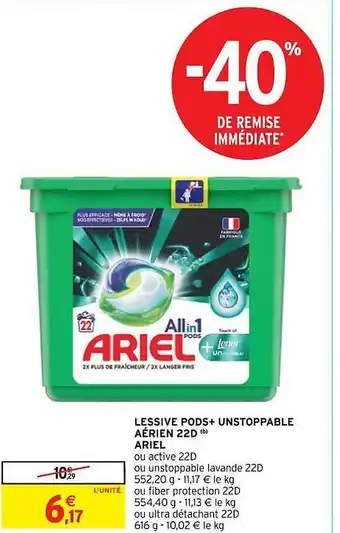 Intermarché Hyper Lessive pods + untoppable aérien 220 ariel offre