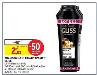 Intermarché Hyper Shampooing ultimate repair gliss offre