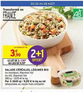Intermarché Hyper Salade céréales, légumes bio offre