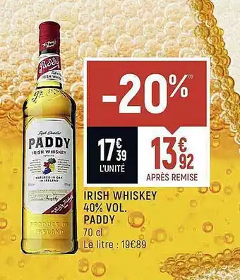 Spar Irish Whiskey 40% Vol. Paddy offre