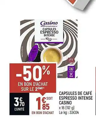 Spar Capsules De Café Espresso Intense Casino offre