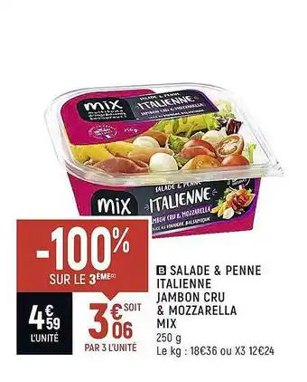 Spar Salade & Penne Italienne Jambon Cru & Mozzarella Mix offre