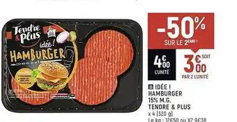 Spar Idée ! Hamburger 15% M.g. Tendre & Plus offre