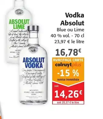 Colruyt Vodka Absolut offre
