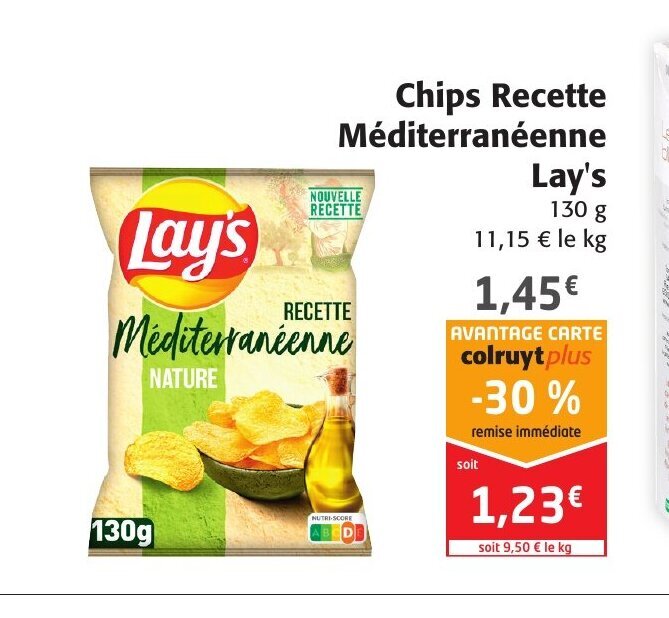 Promo Lays Chips Recette Méditerranéenne chez Colruyt
