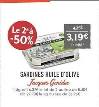 Naturalia Sardines huile d'olive jacques gonidec offre