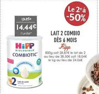 Naturalia Lait 2 combio dès 6 mois hipp offre