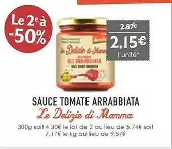 Naturalia Souce tomate arrabbiata le delizie de mamma offre