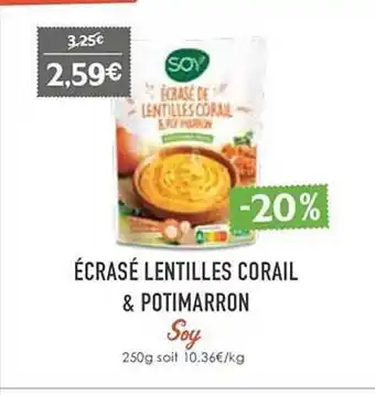 Écrasé lentilles corail & potimarron soy