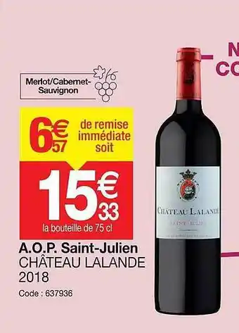 Promocash A.o.p sait-julien château lalande 2018 offre
