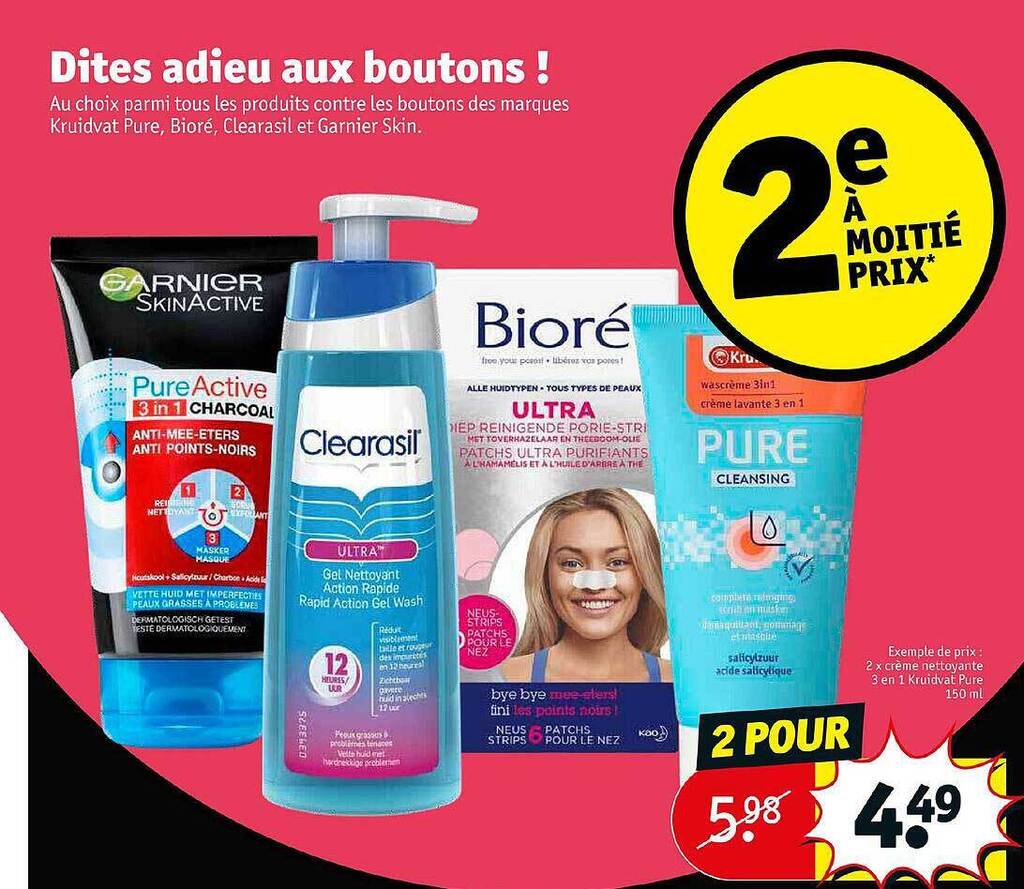 Promo Krudvt pure, bioré, clearsit, garnier skin chez Kruidvat