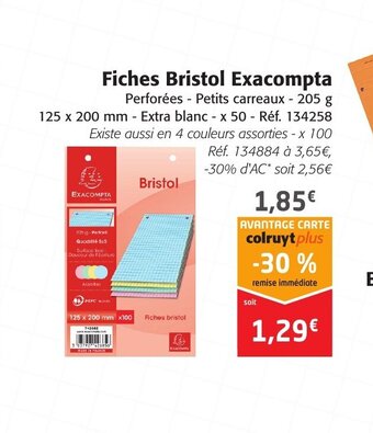 Colruyt Fiches Bristol Exacompta offre
