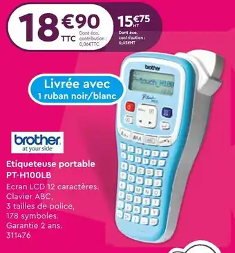 Calipage Brother at your side etiqueteuse portable pt-h100lb offre
