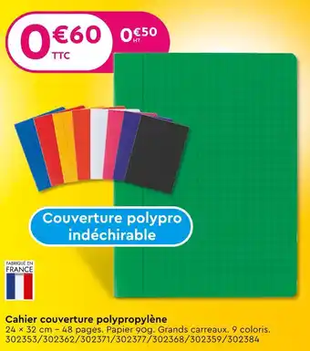 Calipage Cahier couverture polypropylène offre