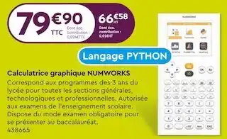 Calipage Calculatrice graphique numworks offre