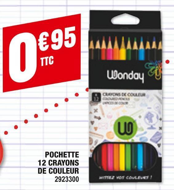 Promo Wonday pochette 12 crayons de couleur chez Plein ciel