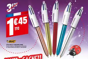 Plein ciel Bic stylo bille 4 couleurs shine offre