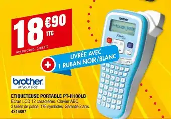 Plein ciel Brother etiqueteuse portable pt-h100lb offre