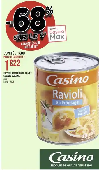 Géant Casino Casino ravioli au fromage sauce tomate offre