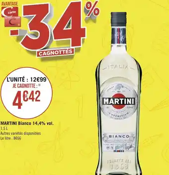 Géant Casino Martini martini bianco 14,4% vol. offre